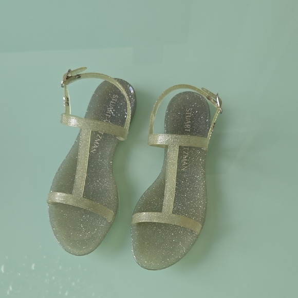 Stuart Weitzman Glitter Sandals - Gold - Picture 1 of 8
